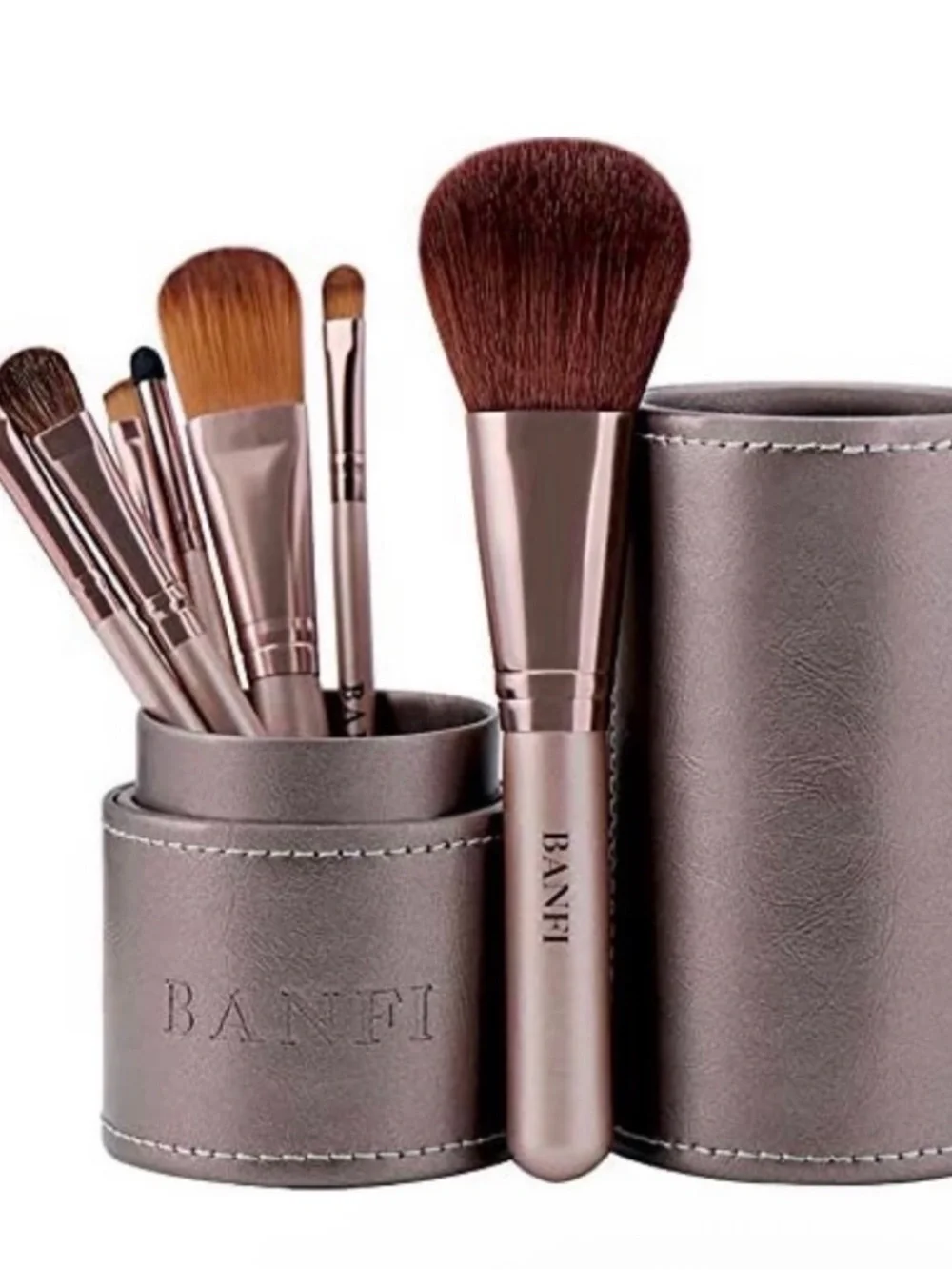Rose Metallic Makeup Brush Set with Travel Case - 7-Piece